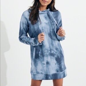Hollister Lace-Up Hooded Sweatshirt Dress - M